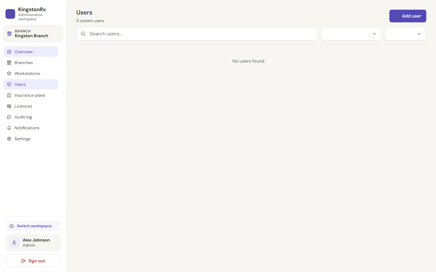 Administration users list